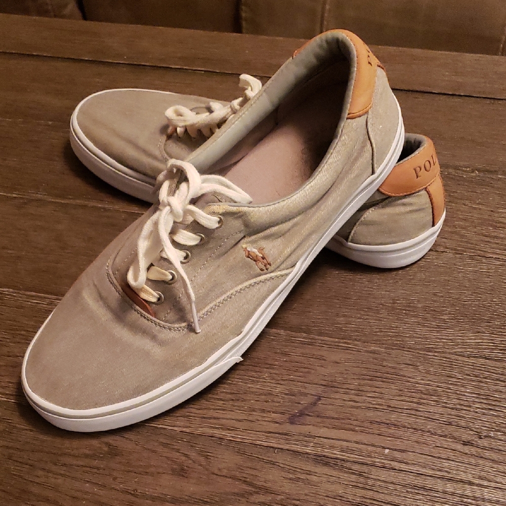 Polo by Ralph Lauren Mens Sneakers - Tan and White 11D